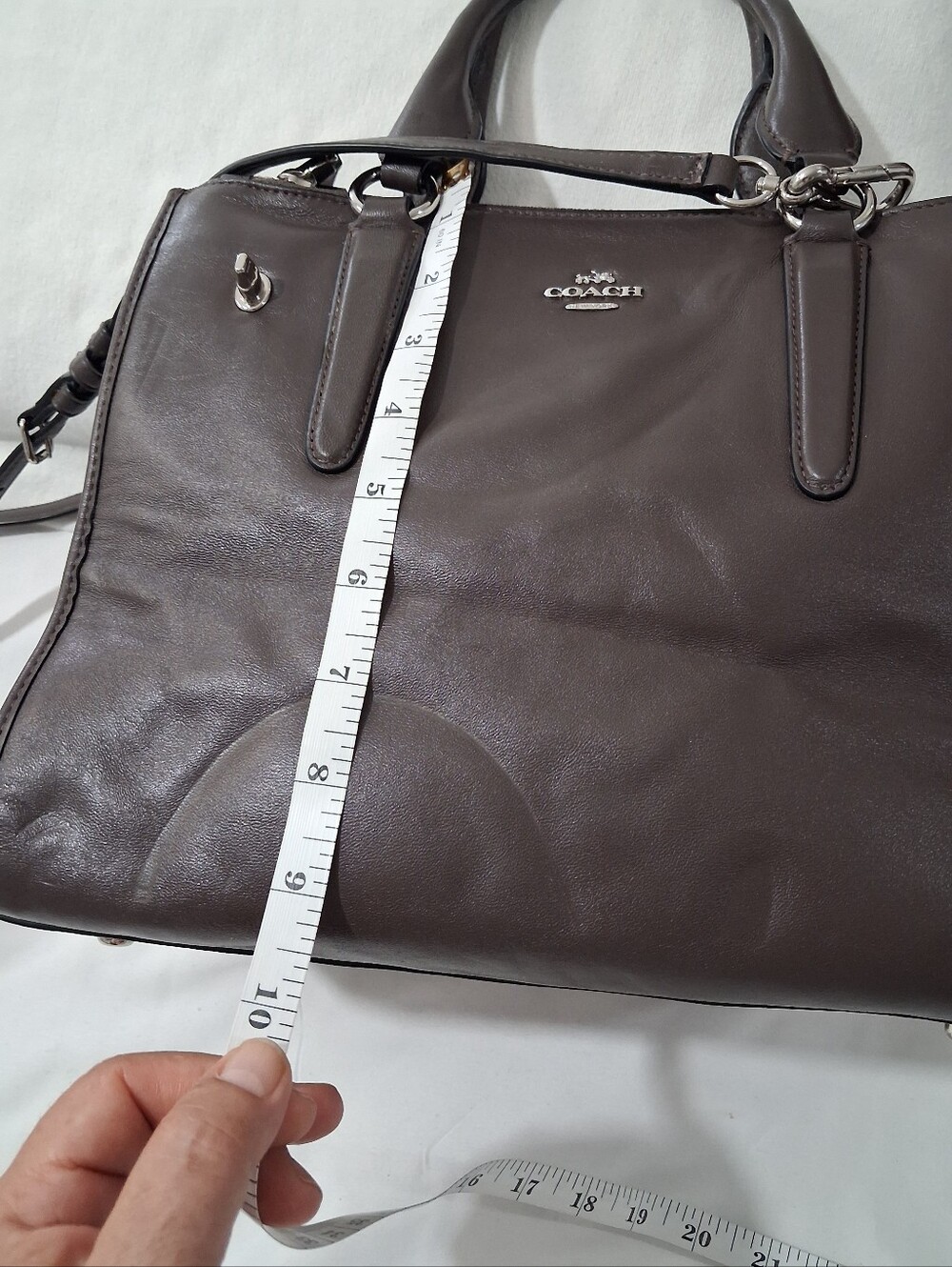 Coach Crosby Carryall Brown Leather Crossbody Satchel with Top Handles - Picture 9 of 12